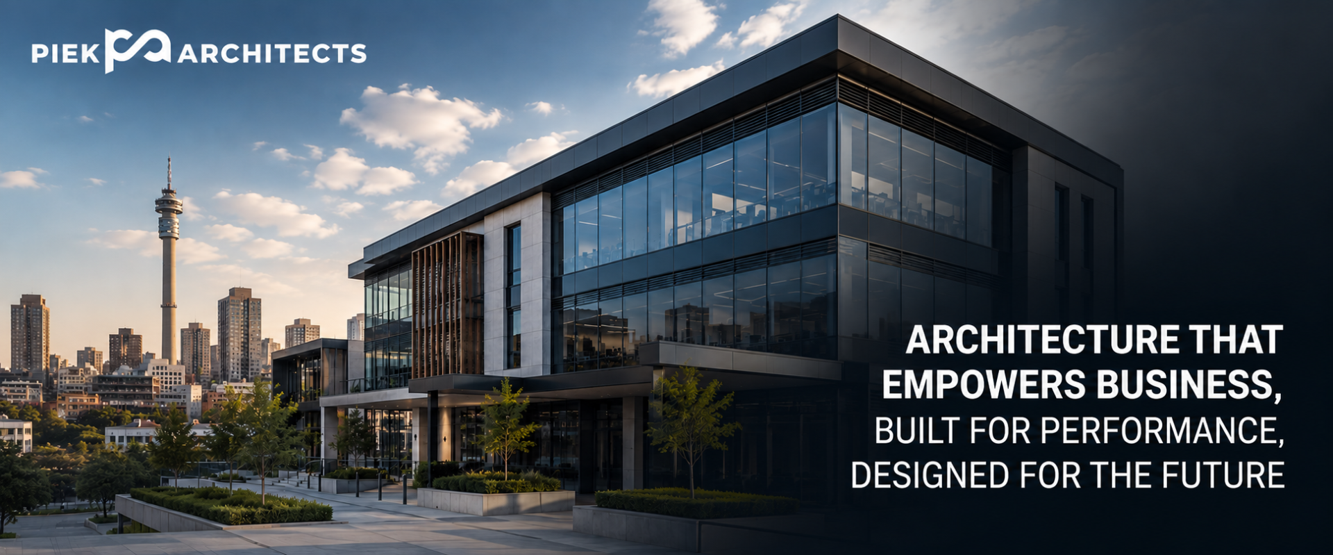 Modern commercial office development in Johannesburg representing Commercial Architecture Authority and long-term business-focused architectural design by Piek Architects.