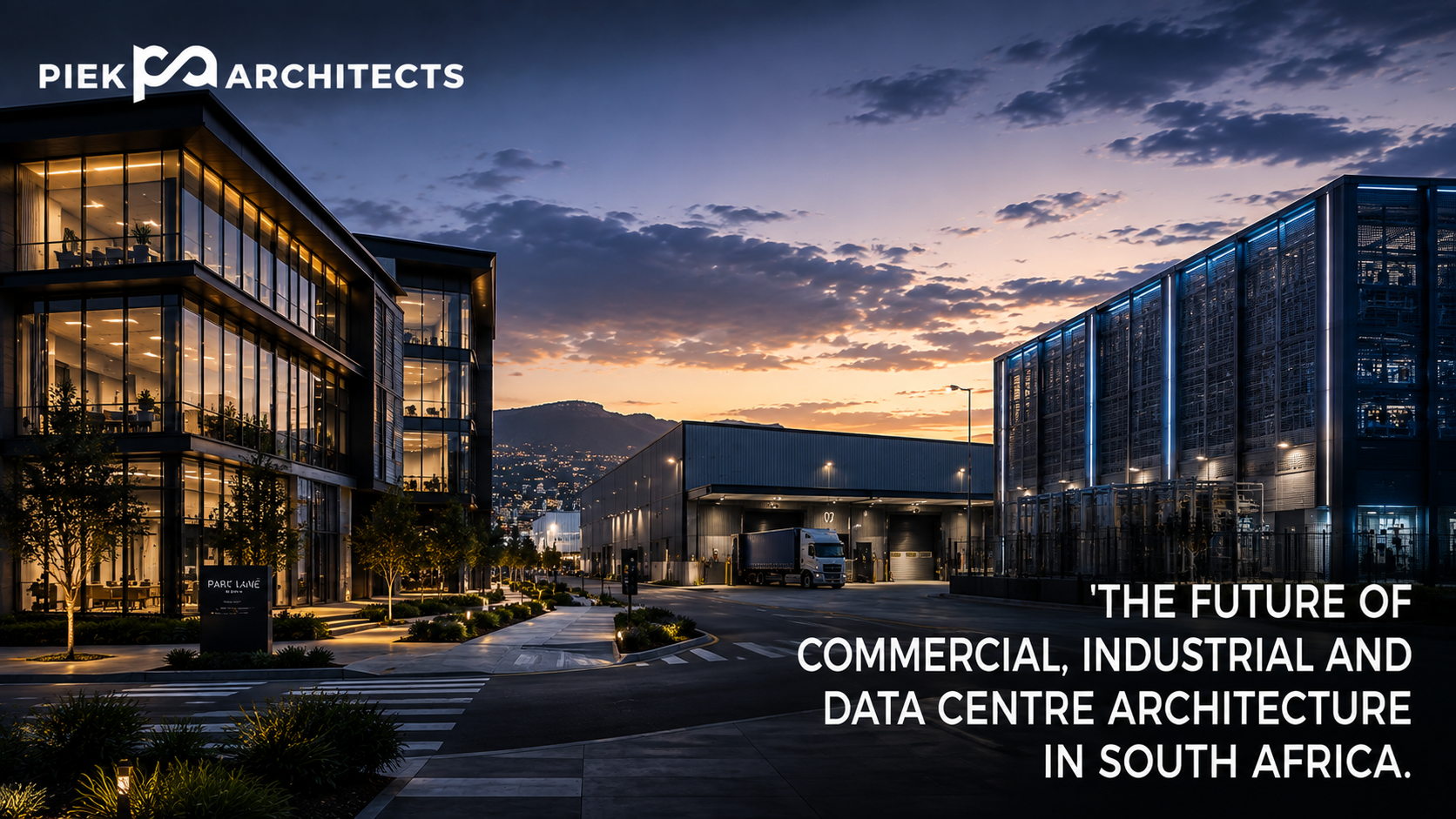 Contemporary commercial office, industrial warehouse and modern data centre development in South Africa showcasing future-focused architectural design.